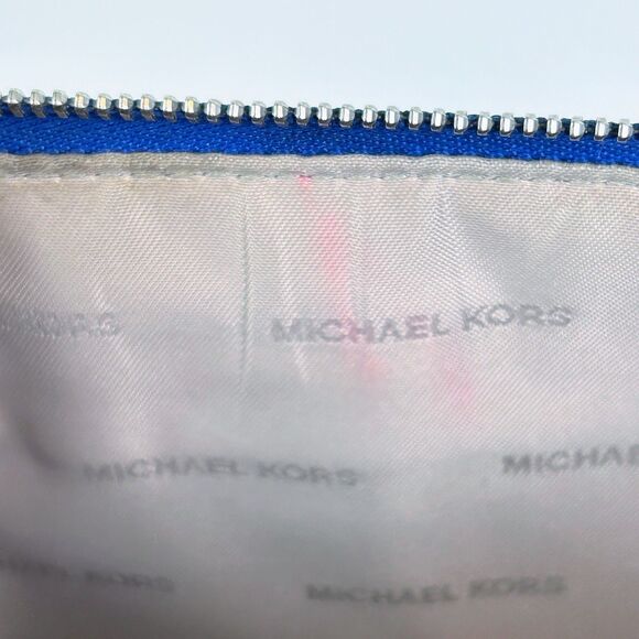 Michael Kors Wristlet Clutch Organizer Pouch w/ Card Slots Cobalt Blue Leather - Picture 16 of 16